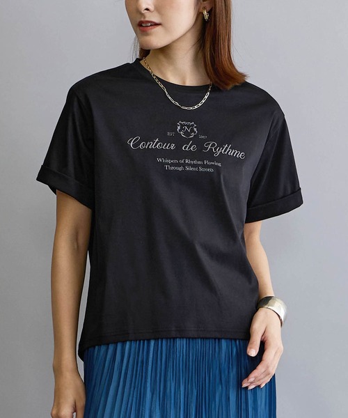 NICOLE white（ニコルホワイト）の「刺繍デザインＴシャツ（Tシャツ/カットソー・レディース・ブラック/レッド/オフホワイト・FREE）」の3枚目の写真