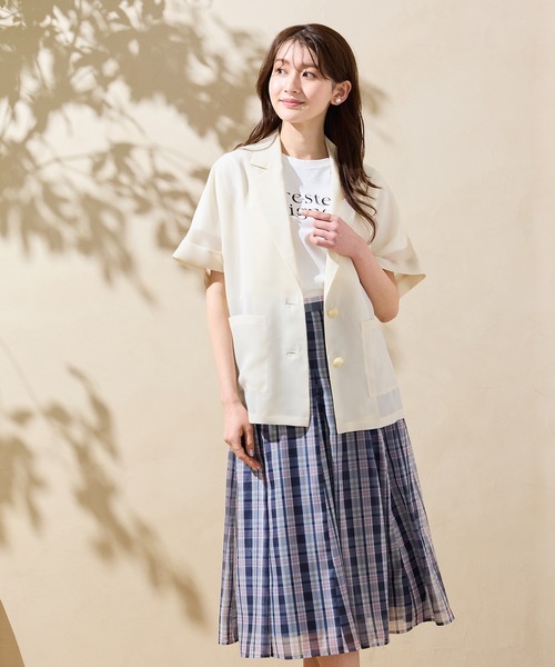 Rose Tiara(ローズティアラ)の「【セットアップ対応】マドラスチェック風プリントスカート(スカート・レディース・ネイビー/バイオレット・38/42/46)」の19枚目の写真