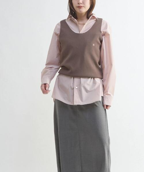 CONVERSE TOKYO(コンバーストウキョウ)の「TUCK CUT-OFF BOX SHIRT(シャツ/ブラウス・レディース・ネイビー/ピンク/オフホワイト・MEDIUM/SMALL)」の6枚目の写真