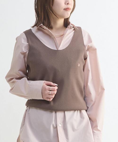 CONVERSE TOKYO(コンバーストウキョウ)の「TUCK CUT-OFF BOX SHIRT(シャツ/ブラウス・レディース・ネイビー/ピンク/オフホワイト・MEDIUM/SMALL)」の7枚目の写真
