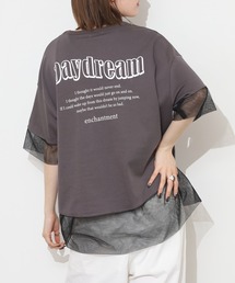 メッシュトップス」に該当するグレー/灰色系のレディースファッション