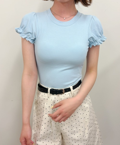 frunco(フランコ)の「【ZOZOTOWN限定】パフスリーブリブTシャツ(Tシャツ/カットソー・レディース・ホワイト/イエロー/ブルー/ブラック・FREE)」の3枚目の写真