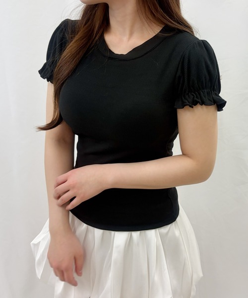 frunco(フランコ)の「【ZOZOTOWN限定】パフスリーブリブTシャツ(Tシャツ/カットソー・レディース・ホワイト/イエロー/ブルー/ブラック・FREE)」の2枚目の写真
