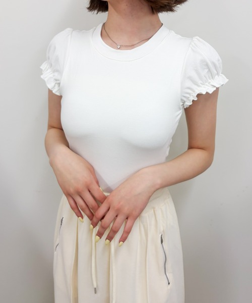 frunco(フランコ)の「【ZOZOTOWN限定】パフスリーブリブTシャツ(Tシャツ/カットソー・レディース・ホワイト/イエロー/ブルー/ブラック・FREE)」の22枚目の写真