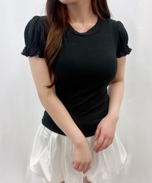 frunco(フランコ)の「【ZOZOTOWN限定】パフスリーブリブTシャツ(Tシャツ/カットソー・レディース・ホワイト/イエロー/ブルー/ブラック・FREE)」の8枚目の写真