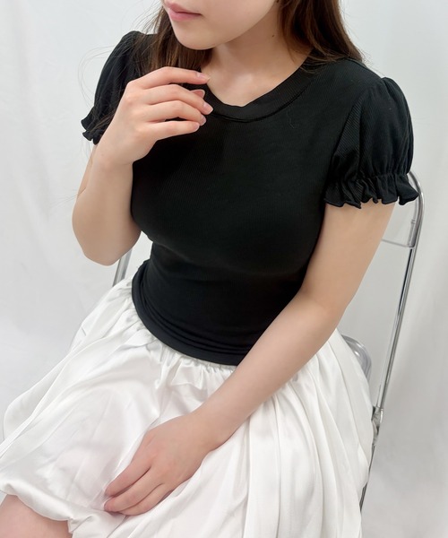 frunco(フランコ)の「【ZOZOTOWN限定】パフスリーブリブTシャツ(Tシャツ/カットソー・レディース・ホワイト/イエロー/ブルー/ブラック・FREE)」の15枚目の写真