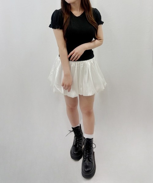 frunco(フランコ)の「【ZOZOTOWN限定】パフスリーブリブTシャツ(Tシャツ/カットソー・レディース・ホワイト/イエロー/ブルー/ブラック・FREE)」の12枚目の写真