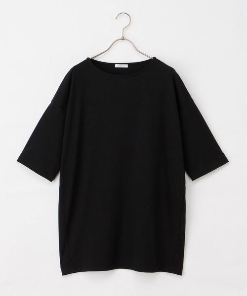 CINEMA CLUB(シネマクラブ)の「6分袖コクーンチュニック(Tシャツ/カットソー・レディース・ネイビー系1/ブラック×ベージュ/ブラック/ミント・L/LL/M)」の6枚目の写真