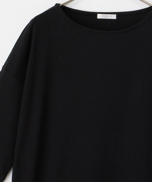 CINEMA CLUB(シネマクラブ)の「6分袖コクーンチュニック(Tシャツ/カットソー・レディース・ネイビー系1/ブラック×ベージュ/ブラック/ミント・L/LL/M)」の5枚目の写真