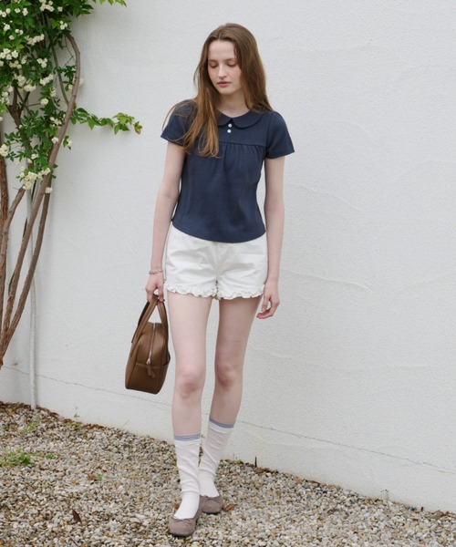 GIUNON(ジウノン)の「hem frill short pants / ヘムフリルショートパンツ(その他パンツ・レディース・ホワイト/ブラック・FREE)」の3枚目の写真