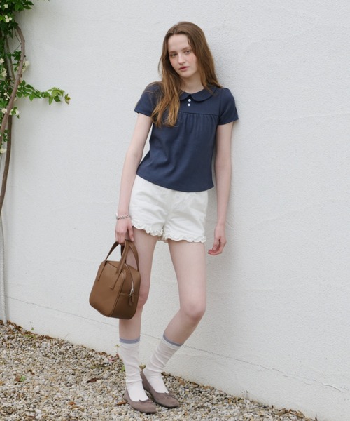 GIUNON(ジウノン)の「hem frill short pants / ヘムフリルショートパンツ(その他パンツ・レディース・ホワイト/ブラック・FREE)」の4枚目の写真