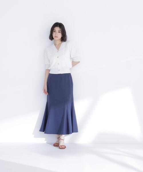 NATURAL BEAUTY BASIC(ナチュラルビューティーベーシック)の「ふくれジャガードニットカーデ(カーディガン/ボレロ・レディース・ネイビー/イエロー/オフホワイト・フリ-)」の13枚目の写真