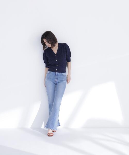 NATURAL BEAUTY BASIC(ナチュラルビューティーベーシック)の「ふくれジャガードニットカーデ(カーディガン/ボレロ・レディース・ネイビー/イエロー/オフホワイト・フリ-)」の6枚目の写真