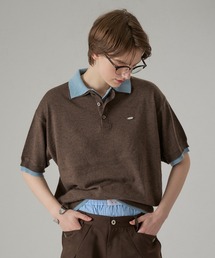 ONCILY(�I���V�F���[)��LAYERED  DOUBLE COLLAR KNIT POLO / ���C���[�h�_�u���݃j�b�g�|��(�|���V���c)