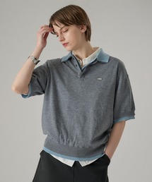 ONCILY(�I���V�F���[)��LAYERED  DOUBLE COLLAR KNIT POLO / ���C���[�h�_�u���݃j�b�g�|��(�|���V���c)