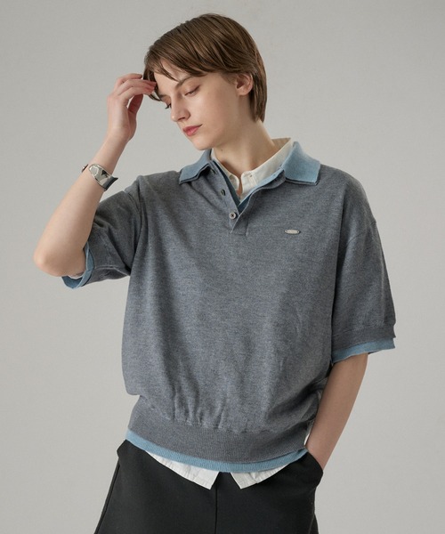 LAYERED DOUBLE COLLAR KNIT POLO / レイヤードダブル襟ニットポロ