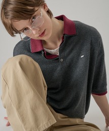 ONCILY(�I���V�F���[)��LAYERED  DOUBLE COLLAR KNIT POLO / ���C���[�h�_�u���݃j�b�g�|��(�|���V���c)