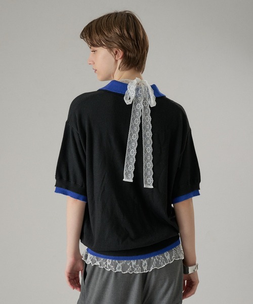 ONCILY（オンシェリー）の「LAYERED  DOUBLE COLLAR KNIT POLO / レイヤードダブル襟ニットポロ（ポロシャツ・メンズ・グレー/ブラック/ブラウン/チャコールグレー・SMALL/LARGE/MEDIUM）」の17枚目の写真