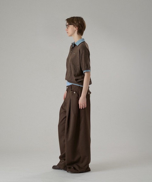 ONCILY（オンシェリー）の「LAYERED  DOUBLE COLLAR KNIT POLO / レイヤードダブル襟ニットポロ（ポロシャツ・メンズ・グレー/ブラック/ブラウン/チャコールグレー・SMALL/LARGE/MEDIUM）」の12枚目の写真