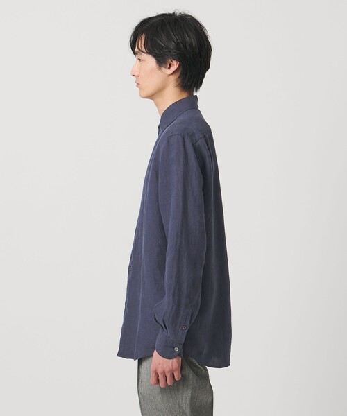 新品未使用✨UNITED ARROWS リネンシャツ リネン/コットン ストライプ オープンカラーシャツ（シャツ/ブラウス