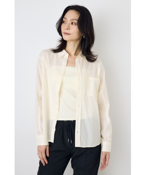 AZUL by moussy(アズールバイマウジー)の「ベーシックコットンシアーシャツ 春服 夏服 秋服 シアートップス 長袖 冷房対策(シャツ/ブラウス・レディース・ライトパープル/ミント/アイボリー/チャコールグレー・SMALL/MEDIUM)」の5枚目の写真