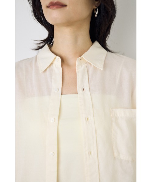 AZUL by moussy(アズールバイマウジー)の「ベーシックコットンシアーシャツ 春服 夏服 秋服 シアートップス 長袖 冷房対策(シャツ/ブラウス・レディース・ライトパープル/ミント/アイボリー/チャコールグレー・SMALL/MEDIUM)」の9枚目の写真