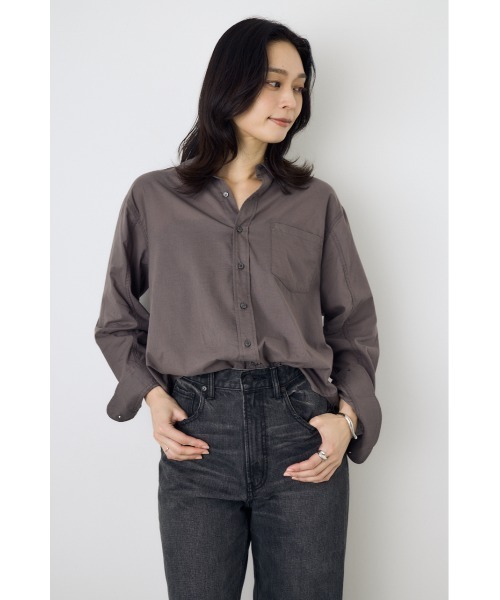 AZUL by moussy(アズールバイマウジー)の「ベーシックコットンシアーシャツ 春服 夏服 秋服 シアートップス 長袖 冷房対策(シャツ/ブラウス・レディース・ライトパープル/ミント/アイボリー/チャコールグレー・SMALL/MEDIUM)」の16枚目の写真