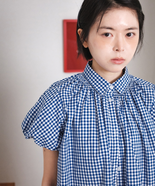 COTTON BELL（コットンベル）の「スモークバルーンブラウス - ブルーチェック（シャツ/ブラウス・レディース・その他・FREE）」の7枚目の写真