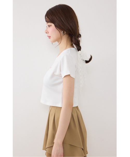 rienda(リエンダ)の「ラインストーンコンパクトロゴTシャツ 春服 夏服(Tシャツ/カットソー・レディース・レッド/ホワイト/ネイビー・FREE)」の10枚目の写真