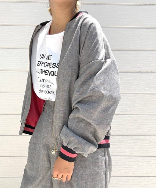 Q（キュー）の「チェックブルゾン（ブルゾン・レディース・ブラック系/ブラウン系・MEDIUM）」の18枚目の写真
