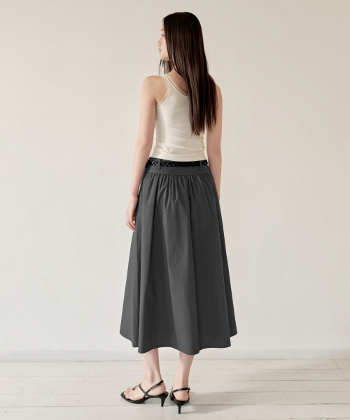 MUSINSA STANDARD WOMAN（ムシンサスタンダードウーマン）の「ウィメンズポプリンローハイウエストロングスカート[ダークグレー]（スカート・レディース・その他・X-SMALL/SMALL/MEDIUM/LARGE）」の3枚目の写真