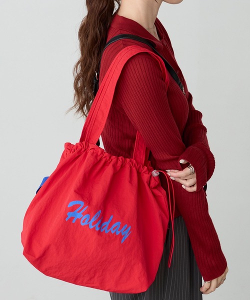 BONLECILL Marche(ボンルシールマルシェ)の「【BONLECILL Marche】《A4収納》HOLIDAYロゴトートバッグ(トートバッグ・レディース・レッド/ブルー/イエロー/アイボリー・FREE)」の1枚目の写真