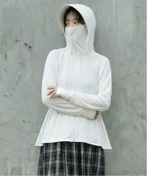 AMELY(エミリー)の「UVカット フルガード パーカー(パーカー・レディース・グレー/ライトグレー/ピンク/ホワイト/イエロー/グレー系その他・フリー)」の7枚目の写真