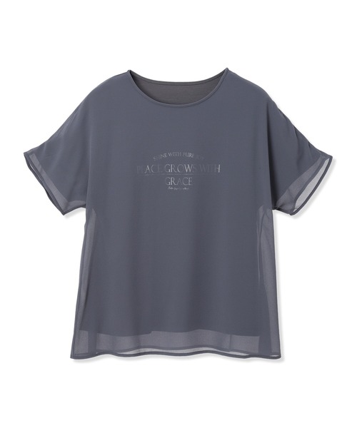 A/C DESIGN BY ALPHA CUBIC（エーシーデザインバイアルファキュービック）の「シアーレイヤードロゴTシャツ【すごツヤ】（Tシャツ/カットソー・レディース・ブラック/チャコールグレー・M/L/LL/3L）」の13枚目の写真