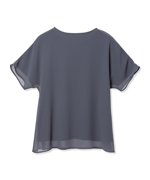 A/C DESIGN BY ALPHA CUBIC（エーシーデザインバイアルファキュービック）の「シアーレイヤードロゴTシャツ【すごツヤ】（Tシャツ/カットソー・レディース・ブラック/チャコールグレー・M/L/LL/3L）」の14枚目の写真