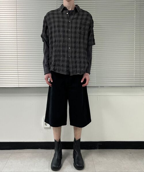FABREGAT(ファブレガ)の「アズカチェックハーフシャツ(チャコール)(シャツ/ブラウス・レディース・その他・4/2/3)」の2枚目の写真