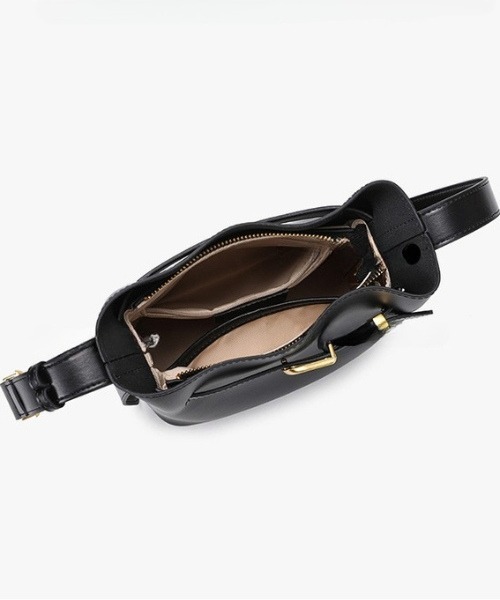 NiiNa(ニーナ)の「【 NiiNa / ニーナ 】高品質牛革 ワンハンドル ショルダー バケット レザーバッグ(ショルダーバッグ・レディース・ブラック・FREE)」の6枚目の写真