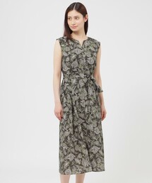【松島花さん着用】【ウォッシャブル】スラブマットサラサプリント ワンピース