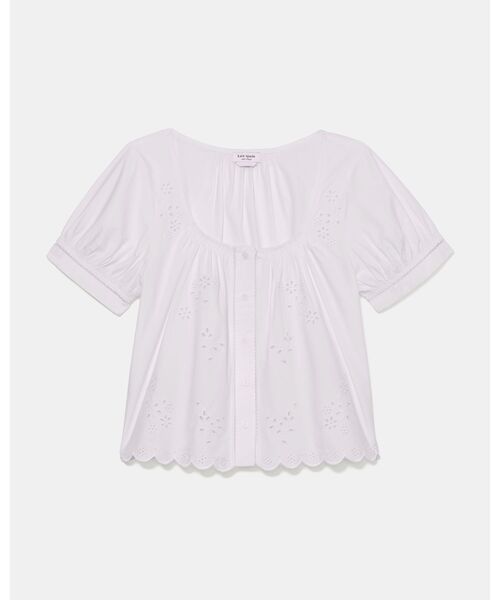 kate spade new york(ケイトスペード ニューヨーク)の「ブロドリー アングレーズ トップ(Tシャツ/カットソー・レディース・ベージュ・SMALL/MEDIUM)」の2枚目の写真
