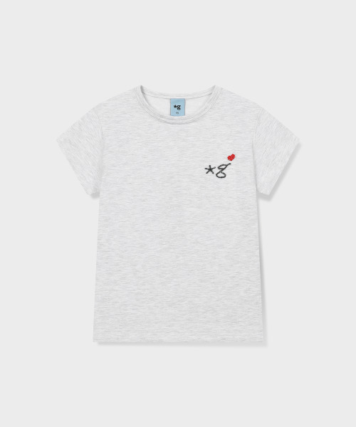 GRUNDEN(グルンデン)の「BEADED LOGO T-SHIRT (LIGHT GREY)_G26BWJTS01(Tシャツ/カットソー・レディース・その他・OS)」の1枚目の写真