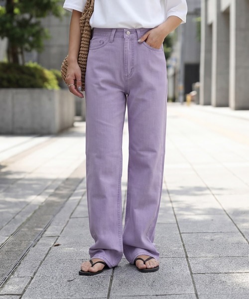 STYLE DELI(スタイルデリ)の「暑くない洗い加工カラーデニム(デニムパンツ・レディース・パープル/ライトグレー・M/S/L)」の1枚目の写真