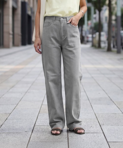 STYLE DELI(スタイルデリ)の「暑くない洗い加工カラーデニム(デニムパンツ・レディース・パープル/ライトグレー・M/S/L)」の2枚目の写真