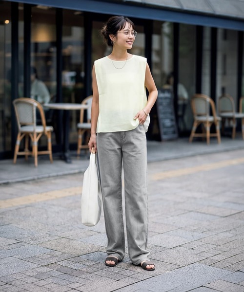 STYLE DELI(スタイルデリ)の「暑くない洗い加工カラーデニム(デニムパンツ・レディース・パープル/ライトグレー・M/S/L)」の21枚目の写真