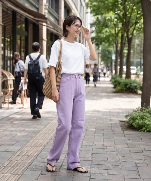 STYLE DELI(スタイルデリ)の「暑くない洗い加工カラーデニム(デニムパンツ・レディース・パープル/ライトグレー・M/S/L)」の6枚目の写真