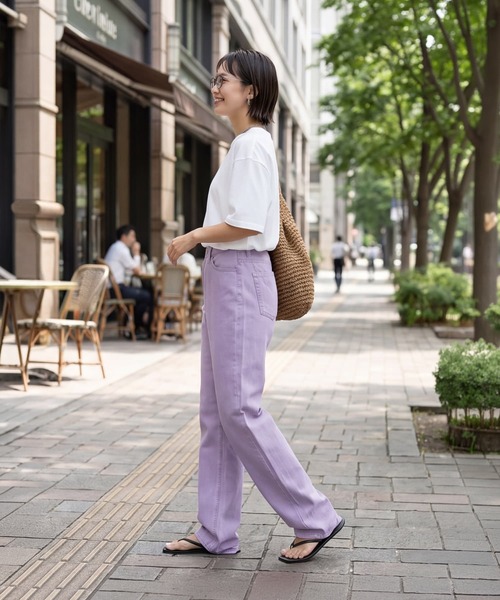 STYLE DELI(スタイルデリ)の「暑くない洗い加工カラーデニム(デニムパンツ・レディース・パープル/ライトグレー・M/S/L)」の8枚目の写真