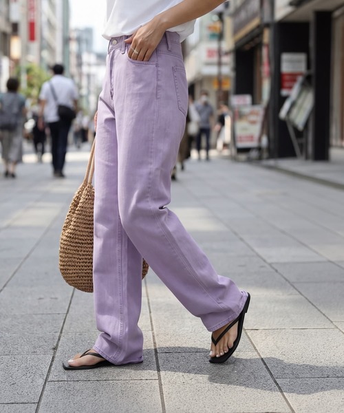 STYLE DELI(スタイルデリ)の「暑くない洗い加工カラーデニム(デニムパンツ・レディース・パープル/ライトグレー・M/S/L)」の9枚目の写真