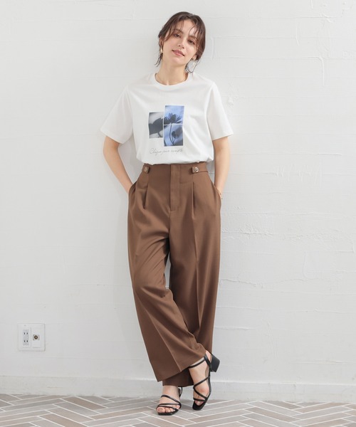 GLACIER lusso(グラシアルッソ)の「【美冷・接触冷感・UVカット・遮熱】フォトプリントTシャツ(Tシャツ/カットソー・レディース・スミクロ/ブラウン/ダークオレンジ/アイボリー・M/LL/L/S)」の13枚目の写真