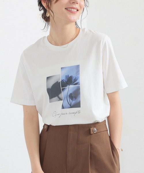 GLACIER lusso(グラシアルッソ)の「【美冷・接触冷感・UVカット・遮熱】フォトプリントTシャツ(Tシャツ/カットソー・レディース・スミクロ/ブラウン/ダークオレンジ/アイボリー・M/LL/L/S)」の16枚目の写真