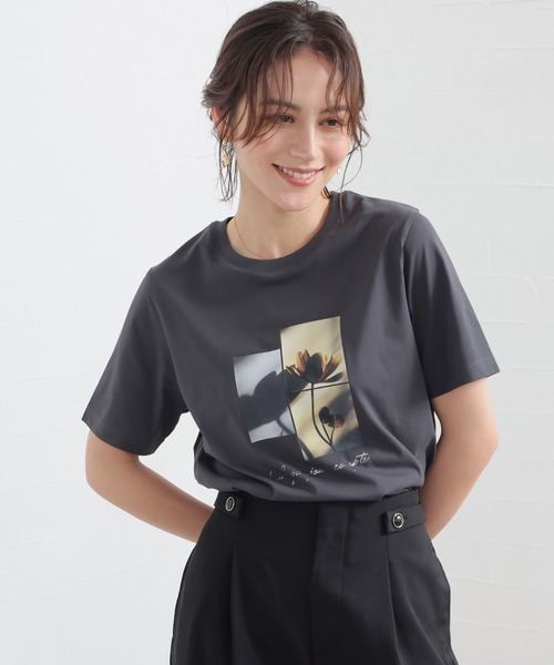 GLACIER lusso(グラシアルッソ)の「【美冷・接触冷感・UVカット・遮熱】フォトプリントTシャツ(Tシャツ/カットソー・レディース・スミクロ/ブラウン/ダークオレンジ/アイボリー・M/LL/L/S)」の22枚目の写真