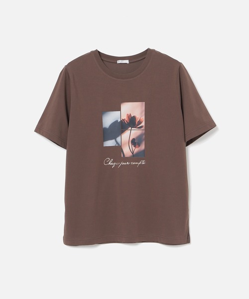 GLACIER lusso(グラシアルッソ)の「【美冷・接触冷感・UVカット・遮熱】フォトプリントTシャツ(Tシャツ/カットソー・レディース・スミクロ/ブラウン/ダークオレンジ/アイボリー・M/LL/L/S)」の5枚目の写真